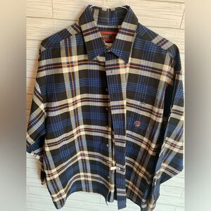 Vintage Twenty X western Blue and Cream Plaid Men's Shirt